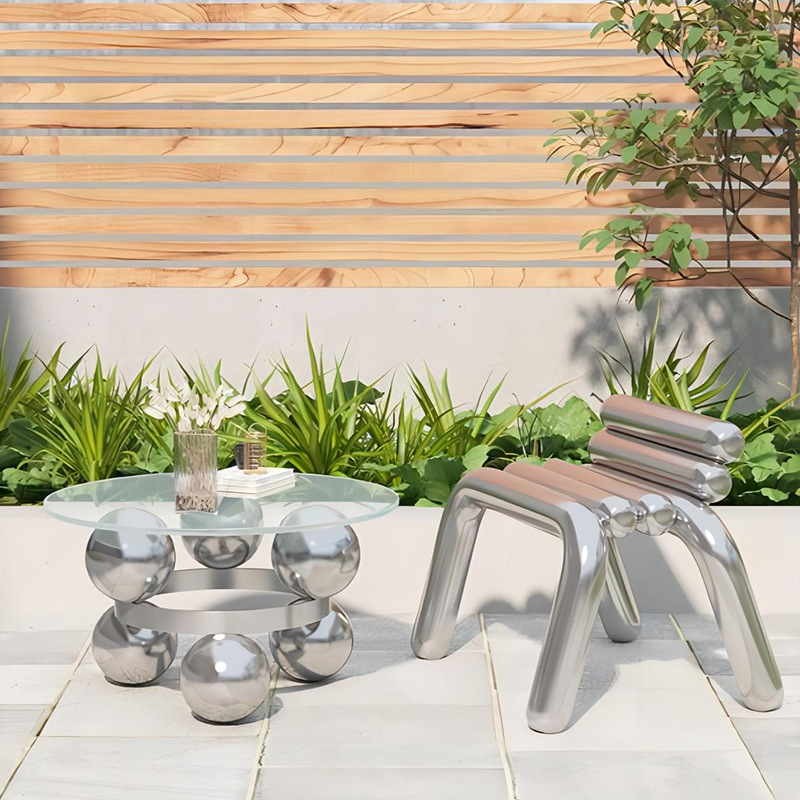 Stainless steel chair light lu - Outdoor Furniture Metal Chairs ulasan dan harga