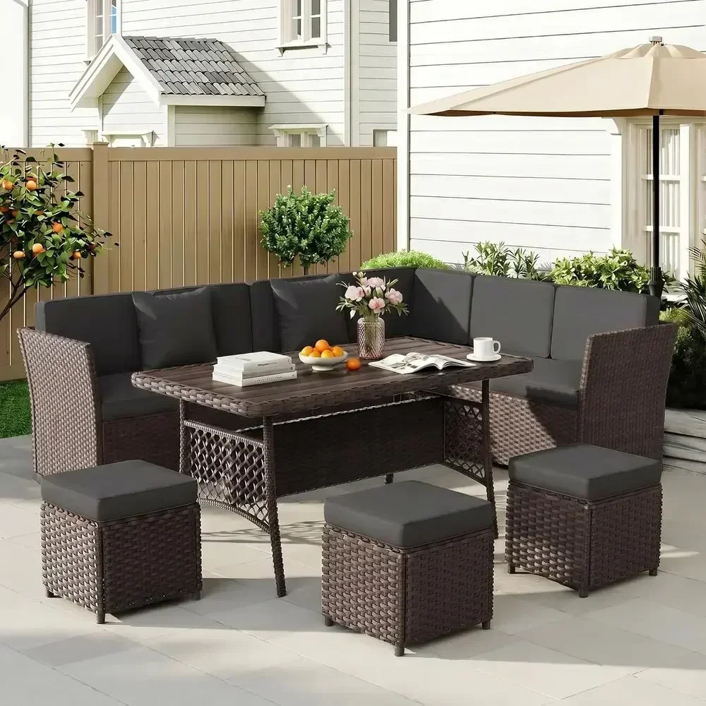 7-Piece Outdoor Wicker Patio F - Outdoor Furniture Metal Chairs ulasan dan harga