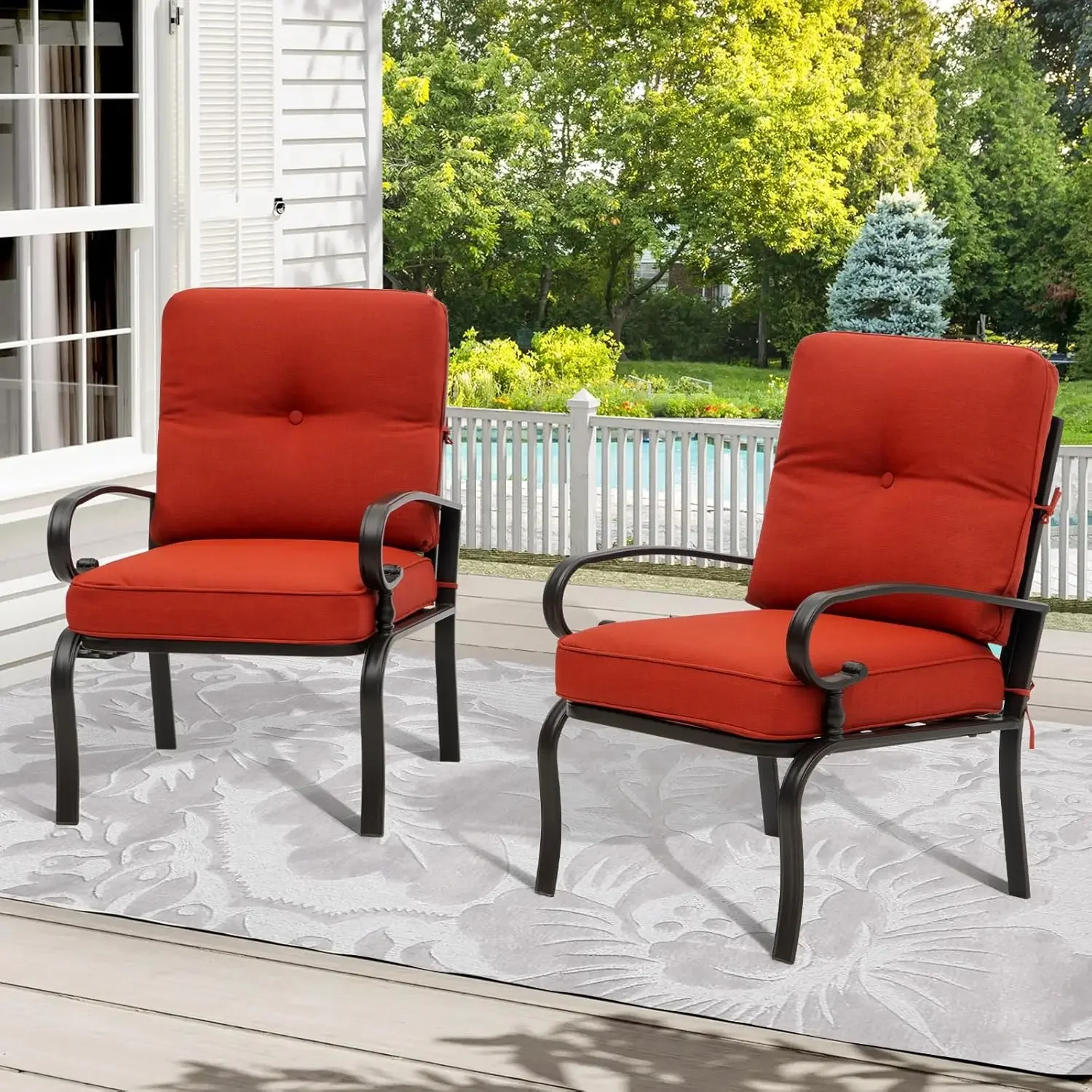 Red Outdoor Metal Bistro Chair - Outdoor Furniture Metal Chairs ulasan dan harga